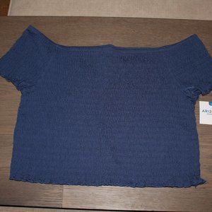 NWT Arizona Jean Co Blue Halter Top w/sleeves